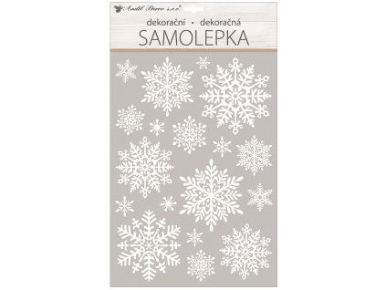 Samolepka vločky, bílá s glitry 30 x 50 cm
