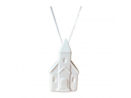Porcelánový kostelík na zavěšení bílý 7,5cm